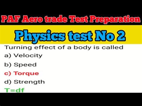 Paf Aerotrade Test Preparation Aerotrade Physics Test No Youtube