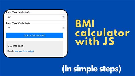 Bmi Calculator Using Html Css And Javascript Simple Steps Youtube