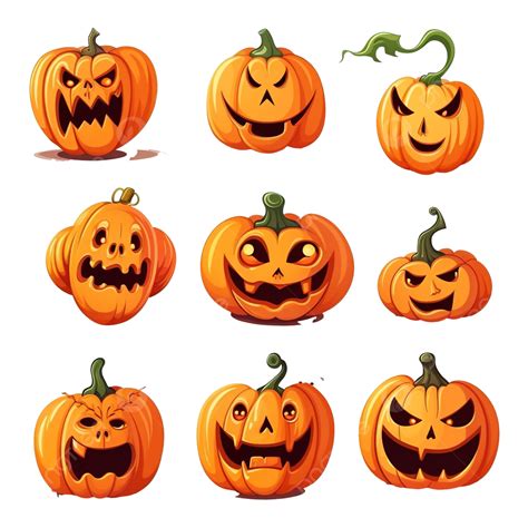 Happy Halloween Scary And Funny Faces Set Halloween Traditional