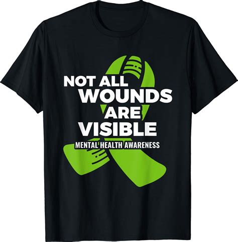 Not All Wounds Visible Mental Health Awareness Psychologist T Shirt