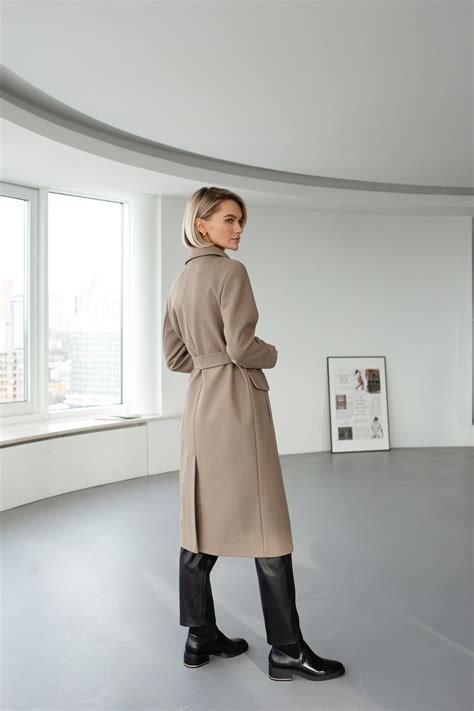 Taupe Coat Wool Coat Women Gray Overcoat Warm Winter Coat Etsy