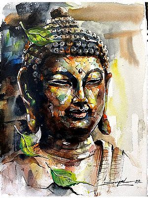 Buddha With Falling Leaves Water Color Painting By Jugal Sarkar