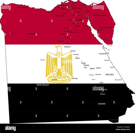 Egypt Highly Detailed Political Map With National Flag Isolated On