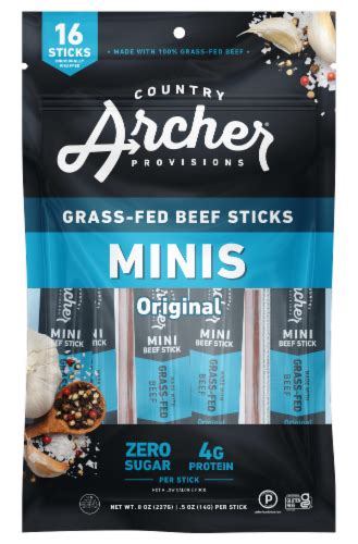 Country Archer Original Grass Fed Mini Beef Stick Bag 16 Ct 5 Oz