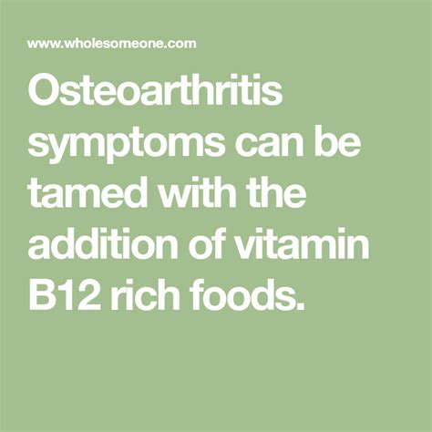 Vitamin B12 To Fight Osteoarthritis Osteoarthritis B12 Rich Foods