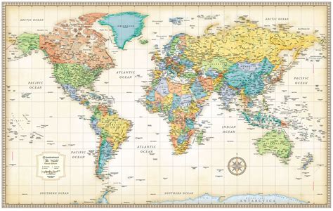 Classic Edition World Wall Maps | Wall maps, Map wall hanging, World ...