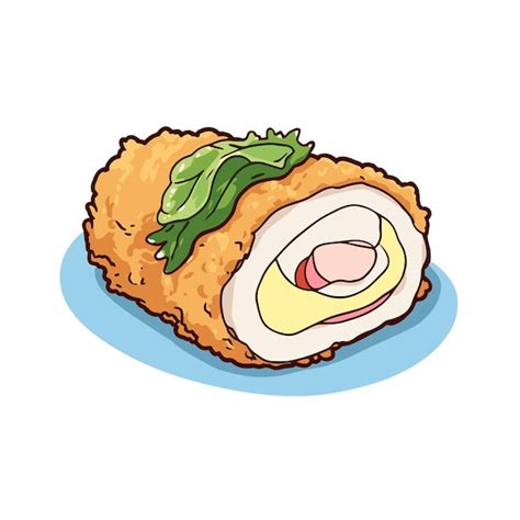 Pollo Cordon Bleu Francia Comidadibujos Animados Vector Ilustrador