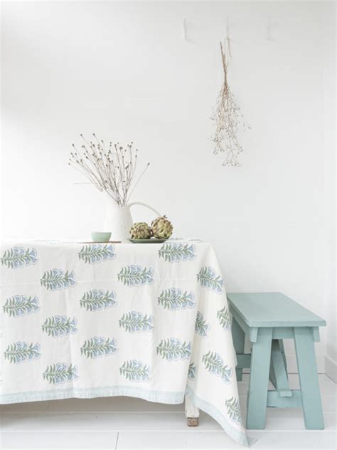 Set Of Sage Green Handgemaakte Servetten Handblockprinted Napkins