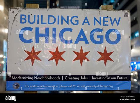 Chicago, USA. A sign showing "Building a New Chicago Stock Photo - Alamy