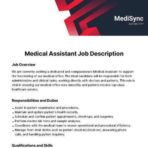 Medical Assistant Job Description Template - Edit Online & Download ...