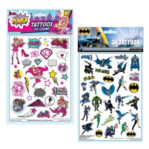 Licensed Temporary Tattoos Sheet