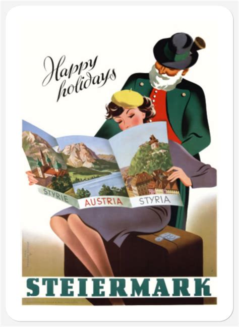 Steiermark Styria Vintage Travel Poster Restored Stickers Sold By