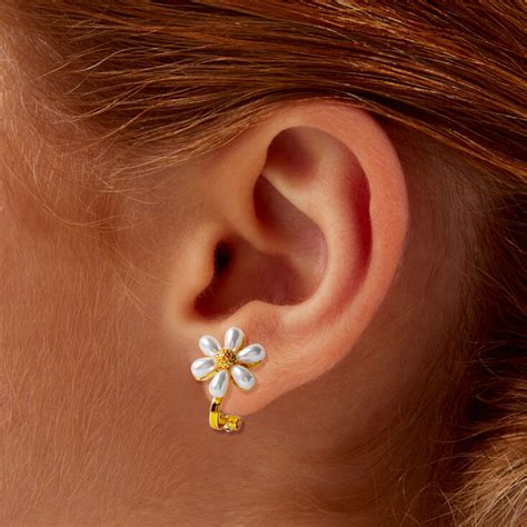 Pearl Daisy Clip On Stud Earrings Claires