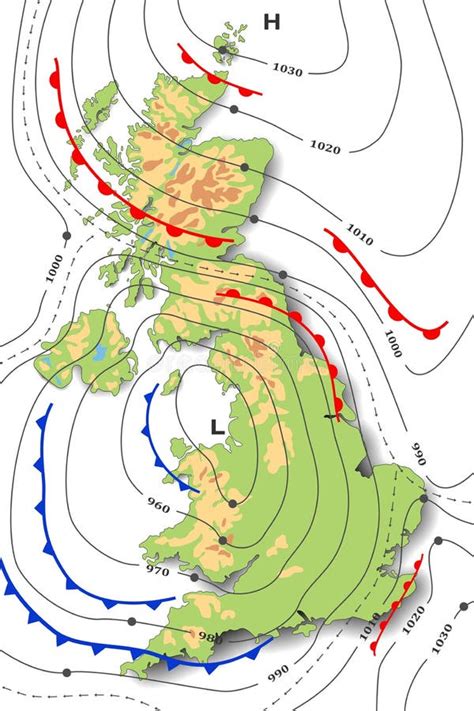 Forecast Weather Map Of Great Britain Meteorological Topography