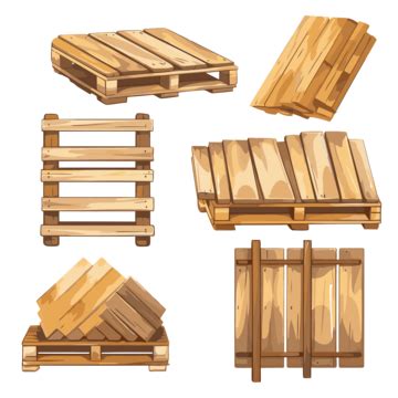 Pallet Clipart Set Of Wooden Pallets With Different Shapes Cartoon