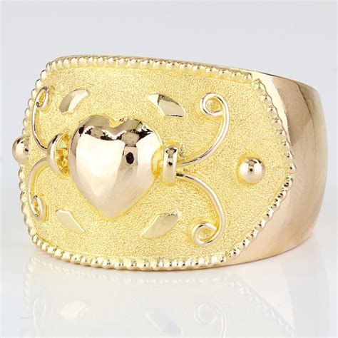 21k Yellow Gold Heart Cuff Ring Band - A&V Pawn