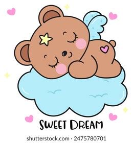 Cute Teddy Bear Sleep On Moon Stock Vector Royalty Free