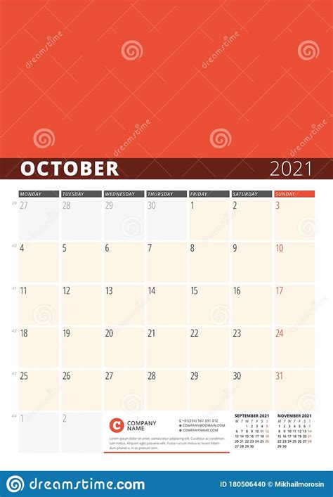 Corporate Design Planner Template For October 2021 Monthly Planner