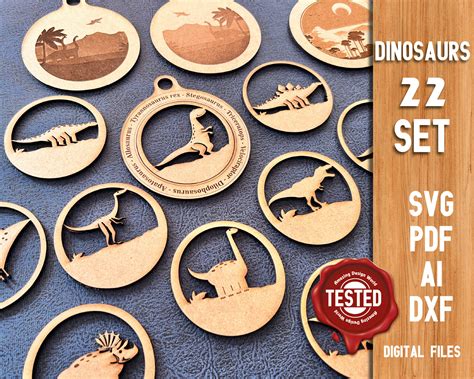 Dinosaur 22 Design Set Svg Laser Cut File Multilayer Decor T Rex