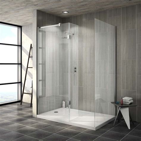 Saturn Walk In Shower Enclosure With Side Hinged Return Panel 8mm