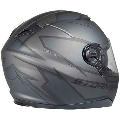 Casque Moto Intégral Double Visière Stormer PUSHER Blaze Noir Orange