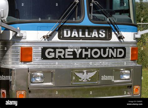 Greyhound bus "bound" for Dallas, parked at Greyhound bus museum ...