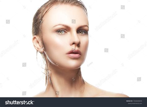 Beauty Caucasian Model Girl Nude Makeup Stock Photo 1050600659