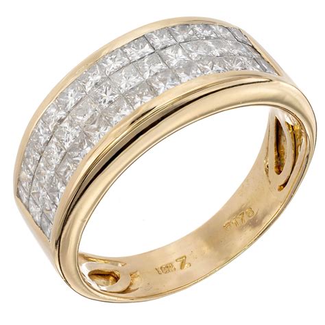 Cartier Invisible Set Sapphire Diamond Yellow Gold Band Ring At Stdibs