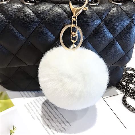 Fluffy Fur Pom Keychain Soft Plush Faux Rabbit Fur Ball Bag Pendant