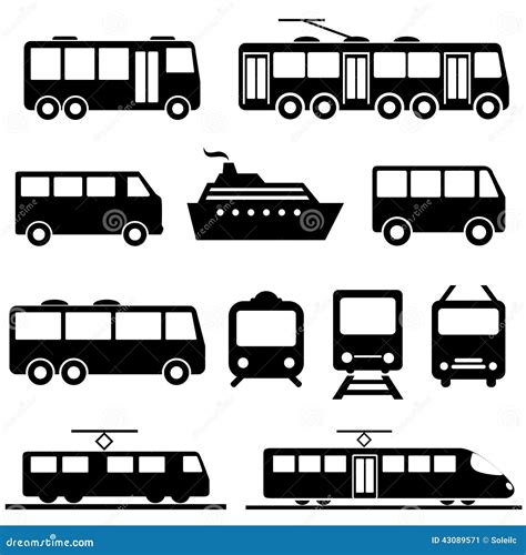 Insieme Dell Icona Del Trasporto Pubblico Illustrazione Vettoriale