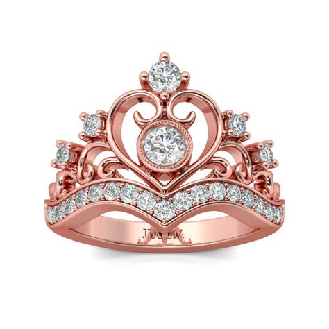 Jeulia Tonalit Oro Rosa Corona Anello In Argento Sterling