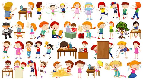 Set Of Cartoon Kids Doing Activities 1391528 Vector Art At Vecteezy