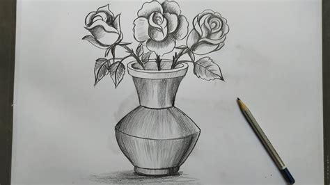 How To Draw A Flower Pot With Pencil Shading Best Flower Site