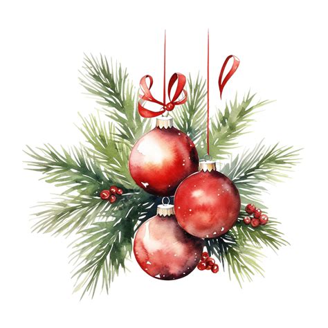 Watercolor Christmas Decorations Christmas Watercolor New Year Png