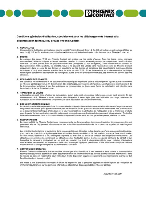 CONDITIONS GENERALES D UTILISATION