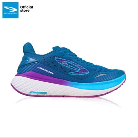 jual  nineten sepatu lari running original aurorun navy ungu biru