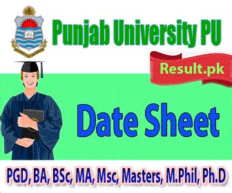 Punjab University Date Sheet Pu Annual Supply Exams Time Table