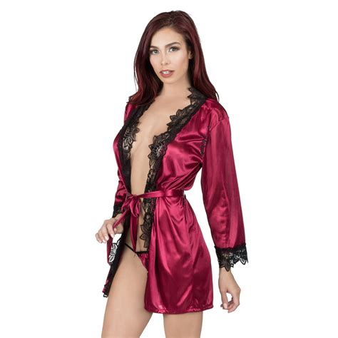 Women Sexy Lingerie Lace Robe Dress Nightdress Nightgown Sleepwear G String Ebay