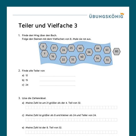 Königspaket Teiler Und Vielfache Mathe Mittelschule