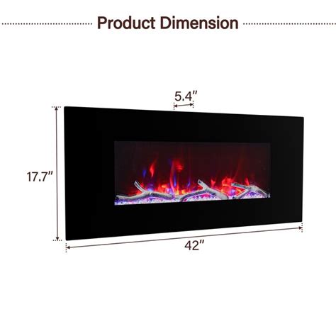 Clihome 42 In W Black Infrared Quartz Wall Mount Electric Fireplace With Remote Control Included