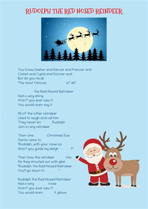 Free printable lyrics rudolph the red nosed reindeer, Download Free ...