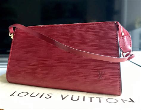 Louis Vuitton Red Epi Leather Pochette Handbag