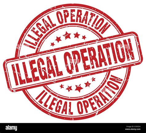 Illegal Operation Red Grunge Round Vintage Rubber Stamp Stock Vector