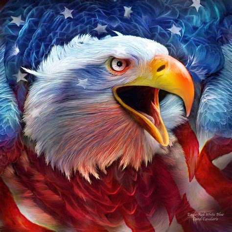 Eagle Red White Blue 2 Mixed Media By Carol Cavalaris Fine Art America