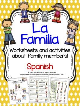 Familia - SPANISH Family Members worksheets & flashcards by Spanish Class