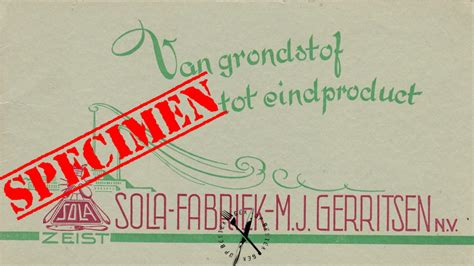 Boekje Van Grondstof Tot Eindproduct Sola Fabriek M J Gerritsen N V