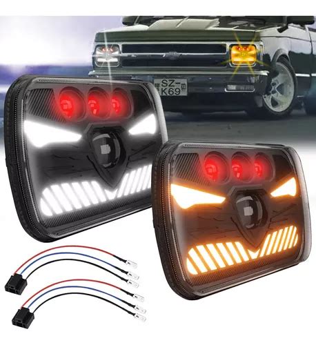 2pc Faro Delantero Led Cuadrado Con Luz De Giro Drl 7x6 5x7 Envío gratis