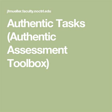 Authentic Tasks Authentic Assessment Toolbox Formative And Summative Assessment Assessment