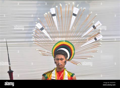 An Angami Naga Man In His Cultural Attires During Sekrenyi Festival At