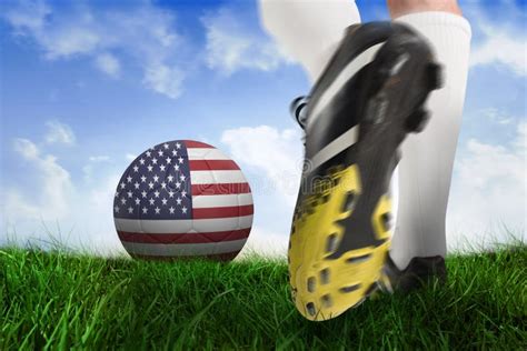 Football Boot Kicking Usa Ball Stock Photo - Image of clouds, bright ...